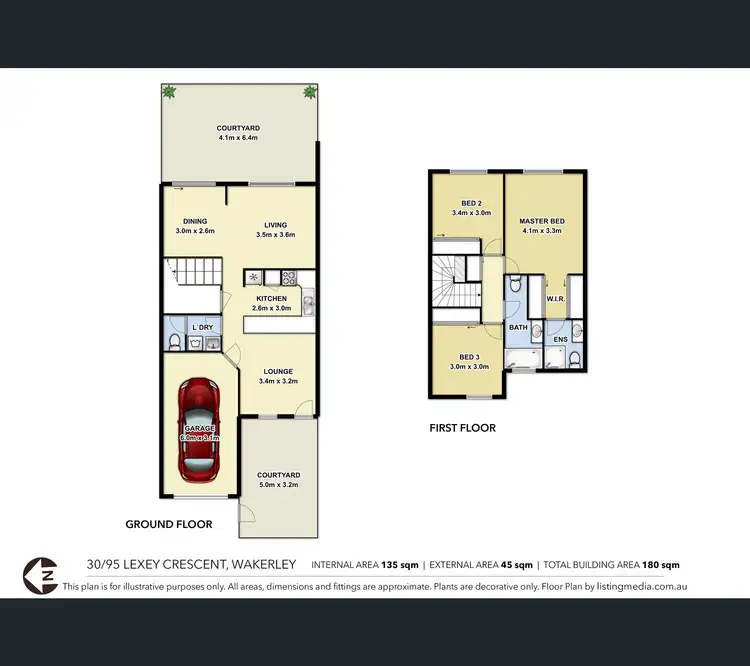 Floorplan of Homely townhouse listing, 30/95 Lexey Crescent, Wakerley QLD 4154