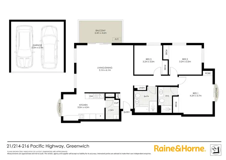 Floorplan of Homely apartment listing, 21/214 Pacific Highway, Greenwich NSW 2065