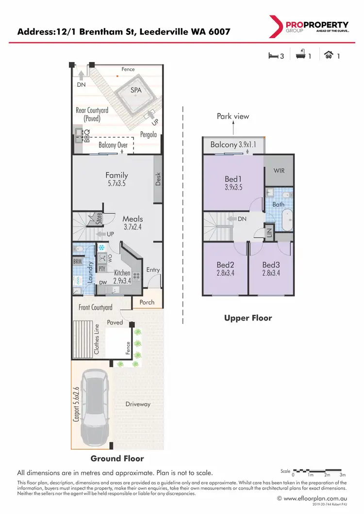 Floorplan of Homely townhouse listing, 12/1 Brentham street, Leederville WA 6007