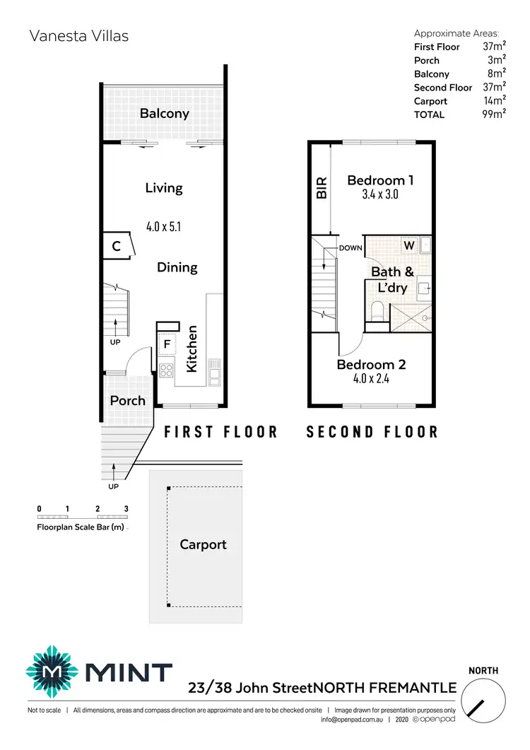 Floorplan of Homely townhouse listing, 23/38 John Street, North Fremantle WA 6159