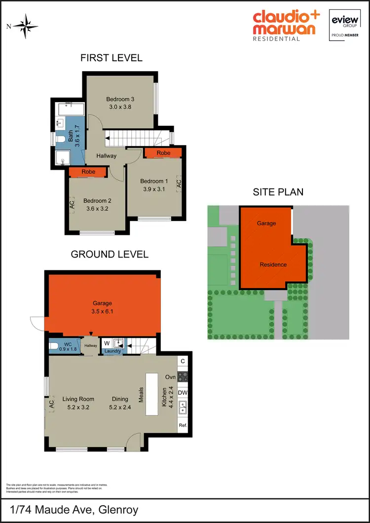 Floorplan of Homely townhouse listing, 1/74 Maude Avenue, Glenroy VIC 3046