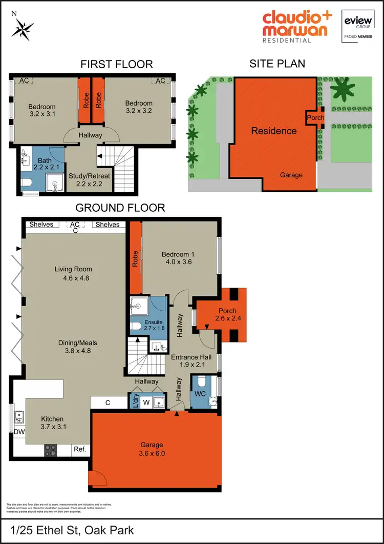 Floorplan of Homely townhouse listing, 1/25 Ethel Street, Oak Park VIC 3046