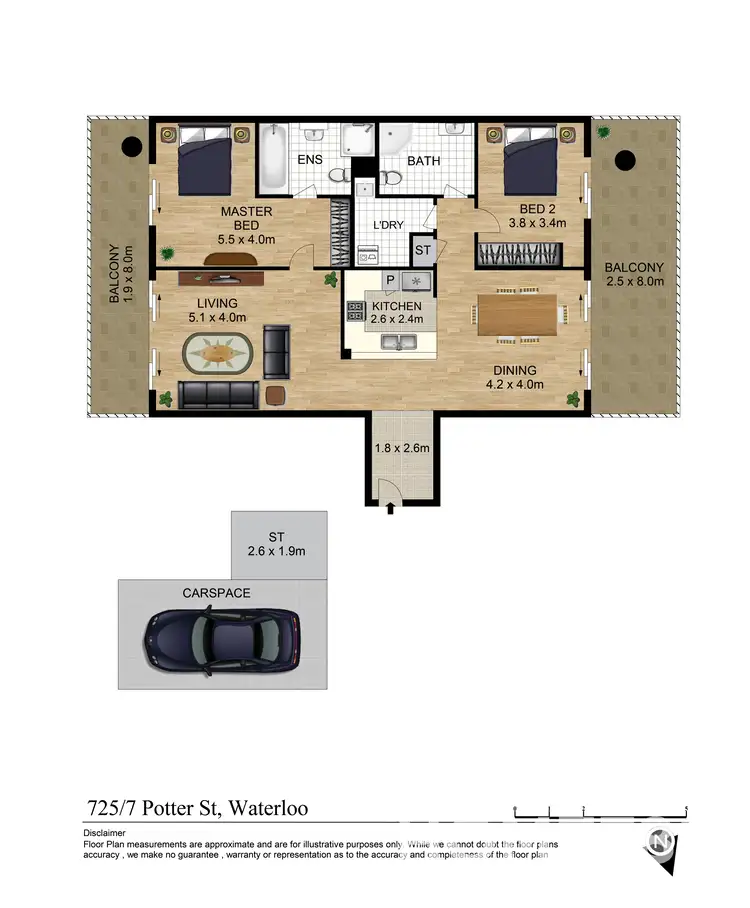 Floorplan of Homely apartment listing, 725/7 Potter Street, Waterloo NSW 2017