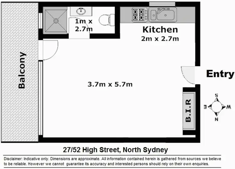 Floorplan of Homely studio listing, 27/52 High Street, North Sydney NSW 2060