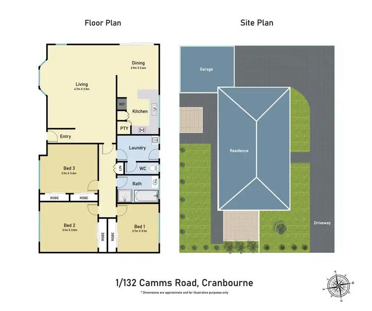 Floorplan of Homely unit listing, 1/132 Camms Road, Cranbourne VIC 3977