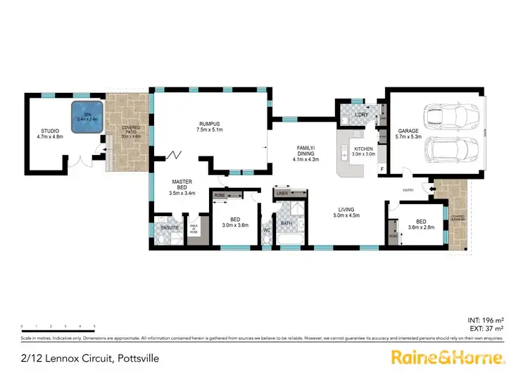 Floorplan of Homely semi-detached listing, 2/12 Lennox Circuit, Pottsville NSW 2489