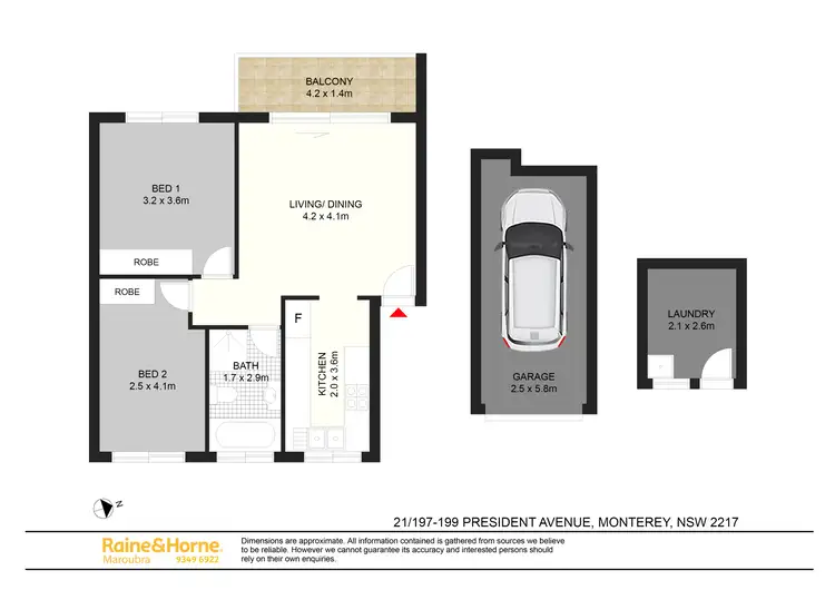 Floorplan of Homely apartment listing, 21/197-199 President Avenue, Monterey NSW 2217