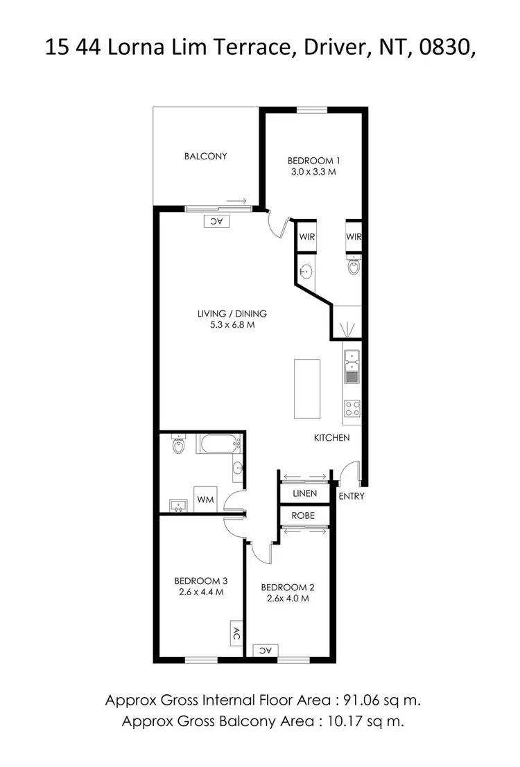 Floorplan of Homely unit listing, 15/44 Lorna Lim Terrace, Driver NT 830