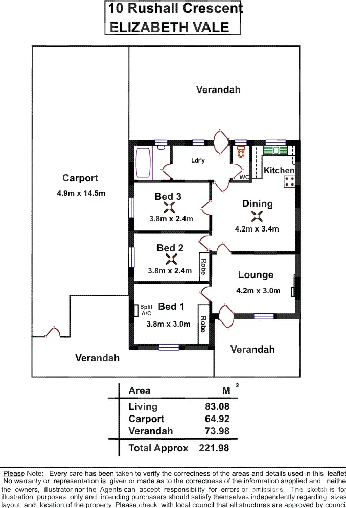 Floorplan of Homely house listing, 10 Rushall Crescent, Elizabeth Vale SA 5112