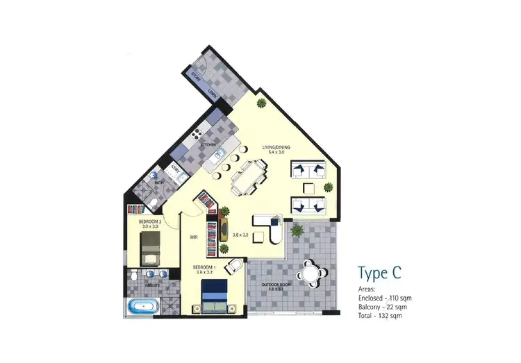 Floorplan of Homely apartment listing, 1208/18 Fern Street, Surfers Paradise QLD 4217