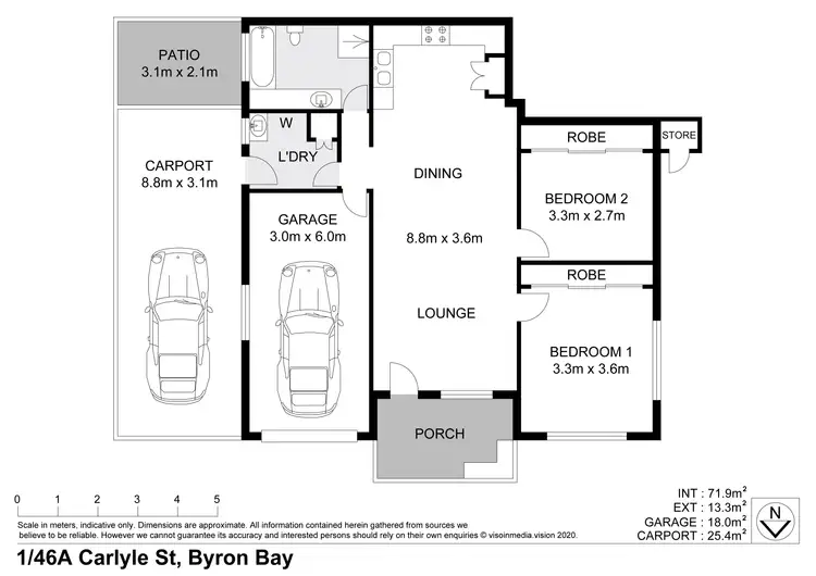 Floorplan of Homely semi-detached listing, 1/46A Carlyle Street, Byron Bay NSW 2481