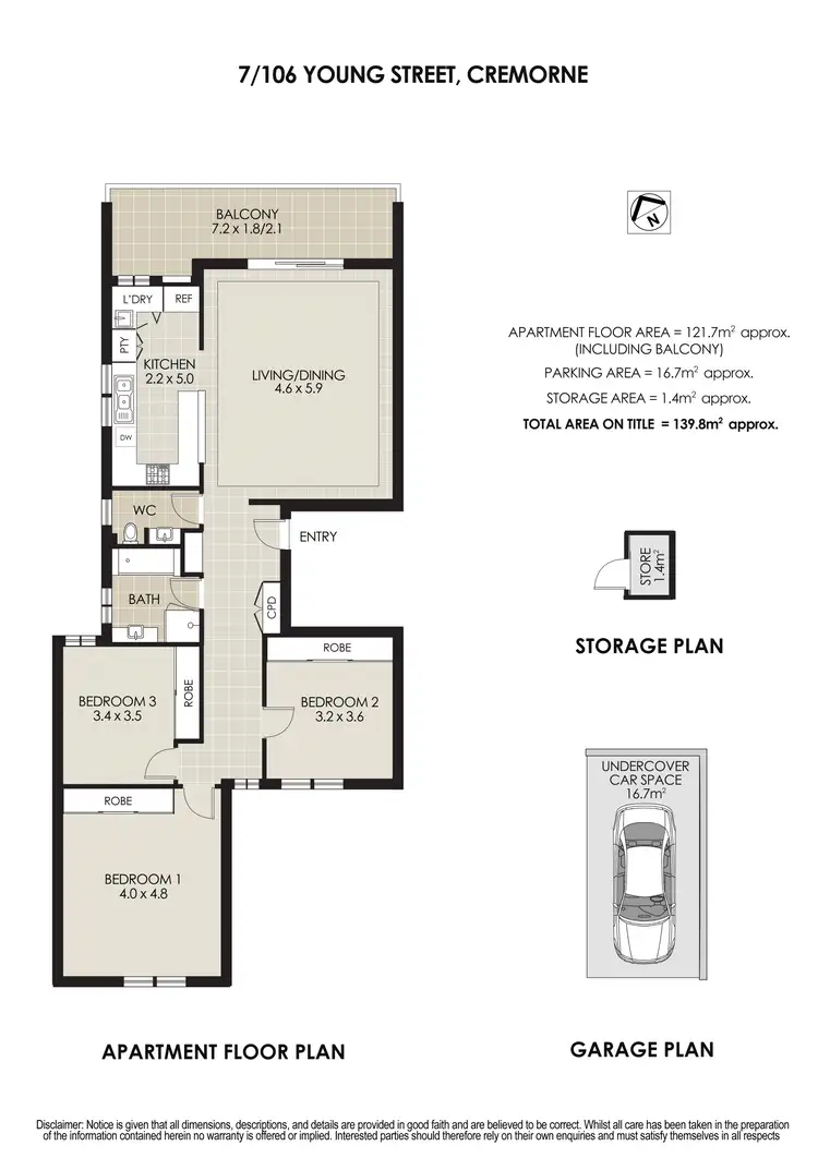 Floorplan of Homely apartment listing, 7/106 Young Street, Cremorne NSW 2090