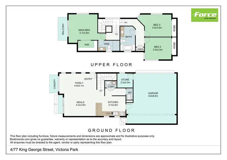 Floorplan of Homely townhouse listing, 4/77 King George Street, Victoria Park WA 6100