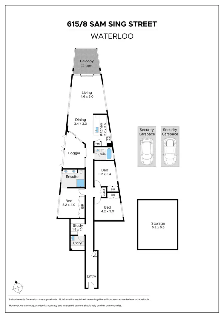 Floorplan of Homely apartment listing, 615/8 Sam Sing Street, Waterloo NSW 2017