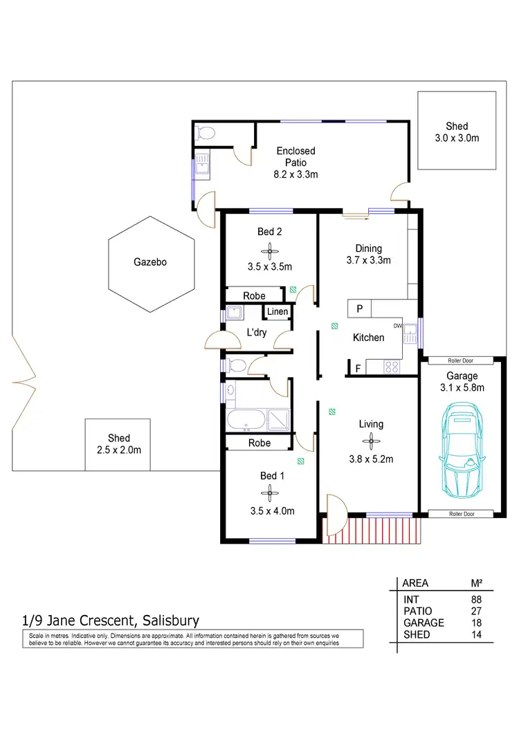 Floorplan of Homely unit listing, 1/9 Jane Crescent, Salisbury SA 5108
