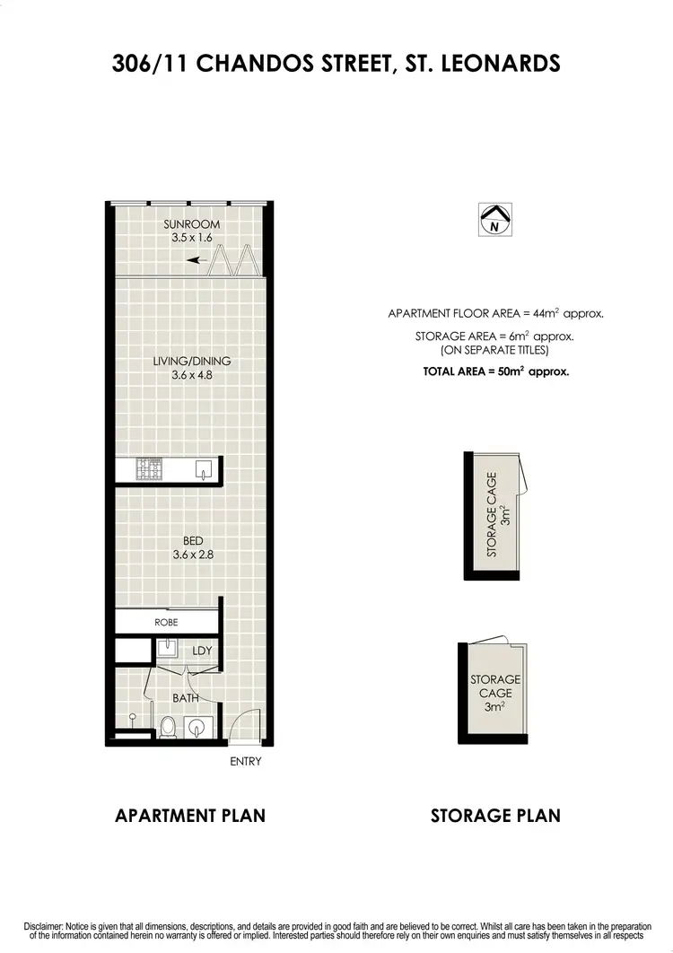 Floorplan of Homely studio listing, 306/11 Chandos Street, St Leonards NSW 2065