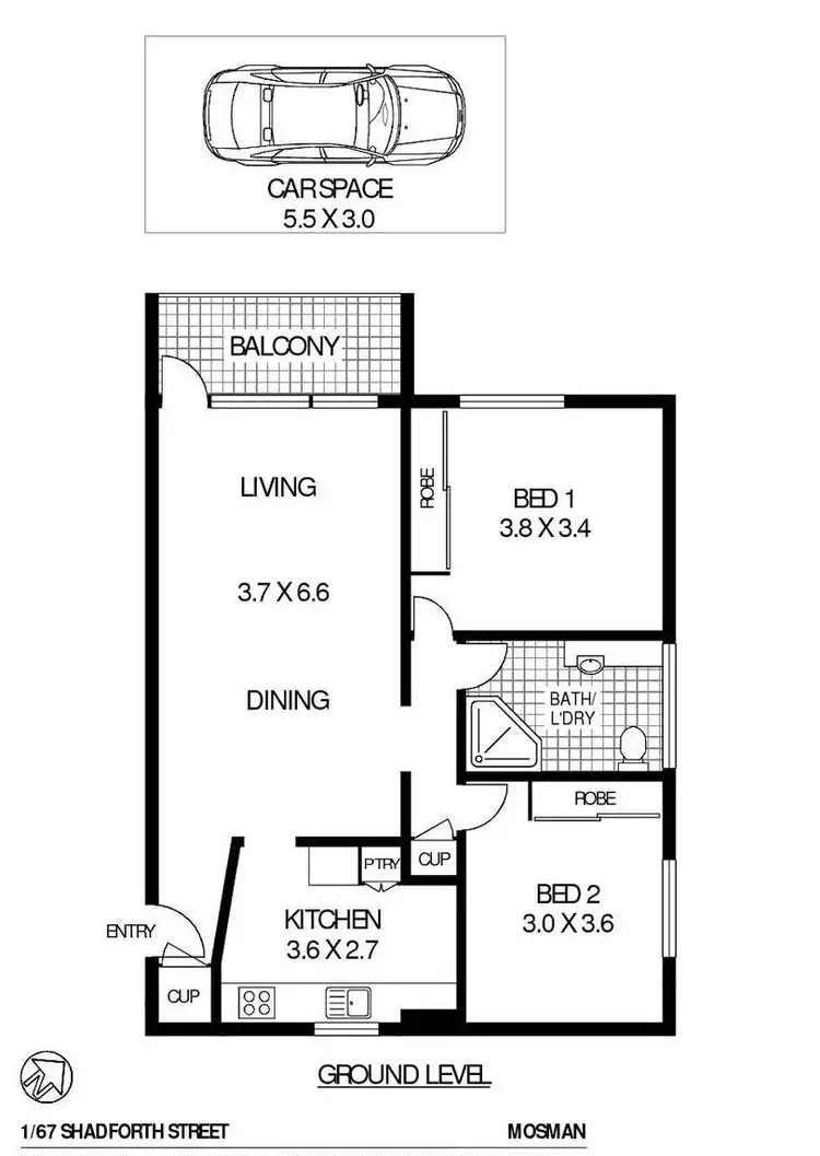 Floorplan of Homely apartment listing, 1/67 Shadforth Street, Mosman NSW 2088