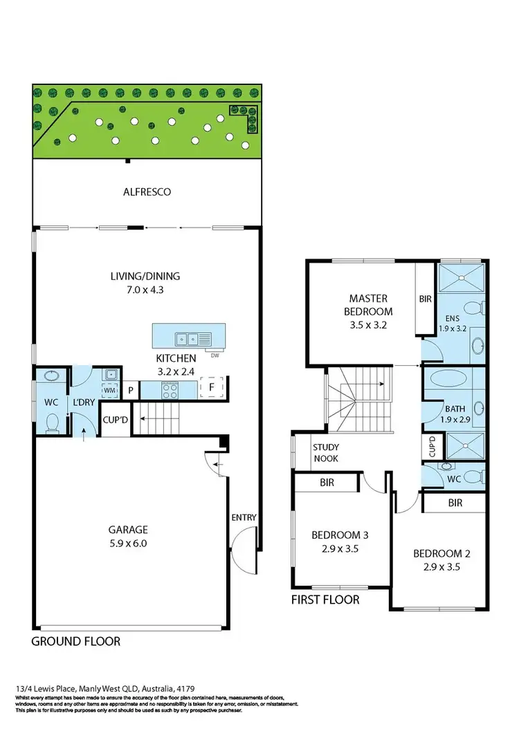 Floorplan of Homely townhouse listing, 13/4 Lewis Place, Manly West QLD 4179