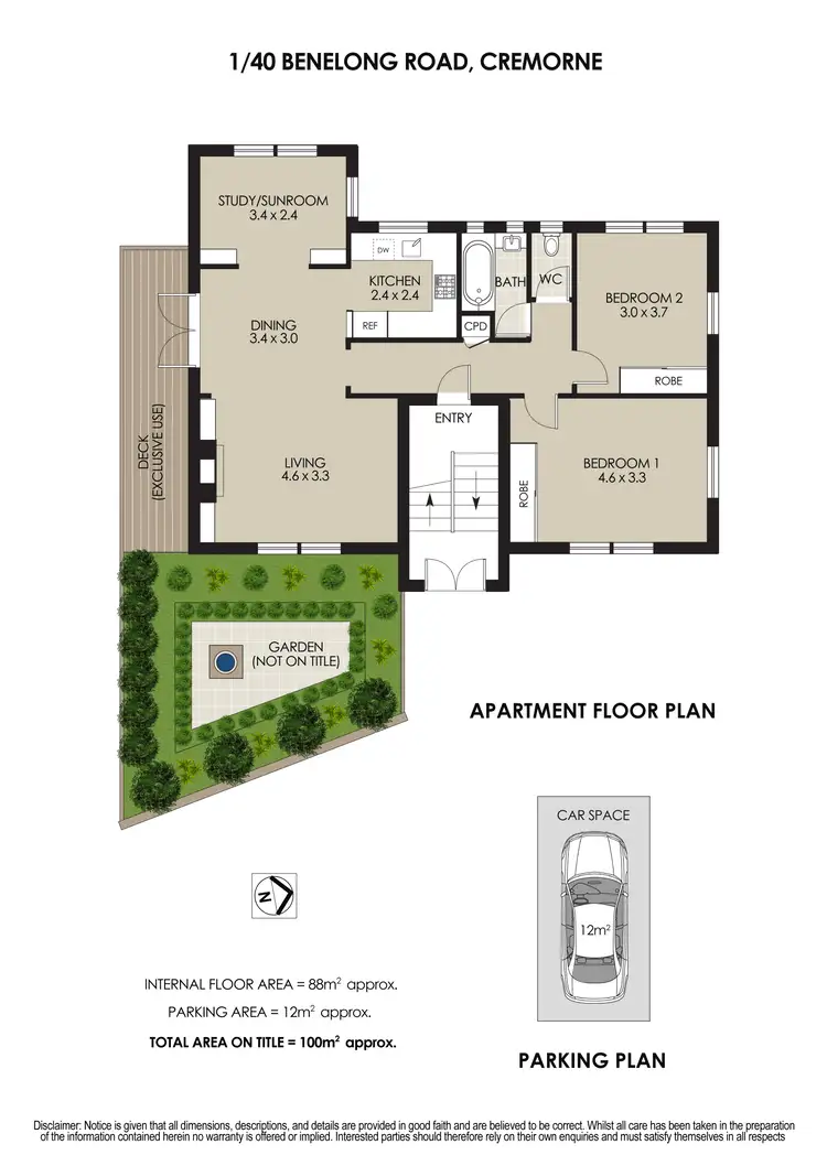 Floorplan of Homely apartment listing, 1/40 Benelong Road, Cremorne NSW 2090