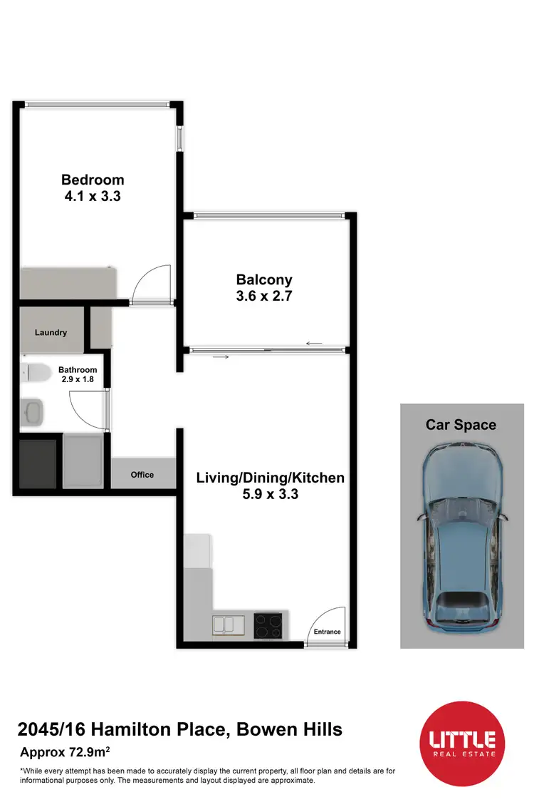 Floorplan of Homely unit listing, 2045/16 Hamilton Place, Bowen Hills QLD 4006
