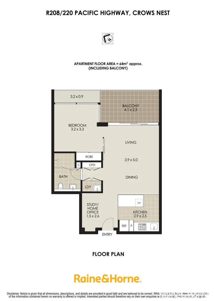 Floorplan of Homely apartment listing, R208/220 Pacific Highway, Crows Nest NSW 2065