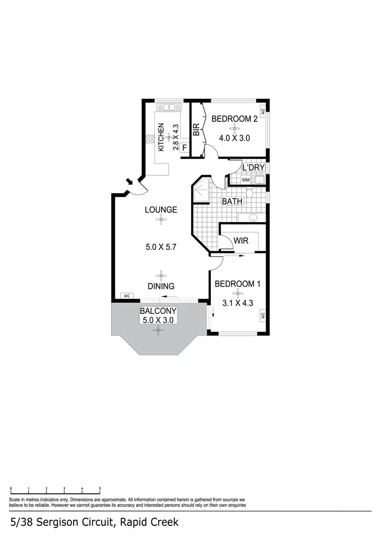 Floorplan of Homely apartment listing, 5/38 Sergison Circuit, Rapid Creek NT 810
