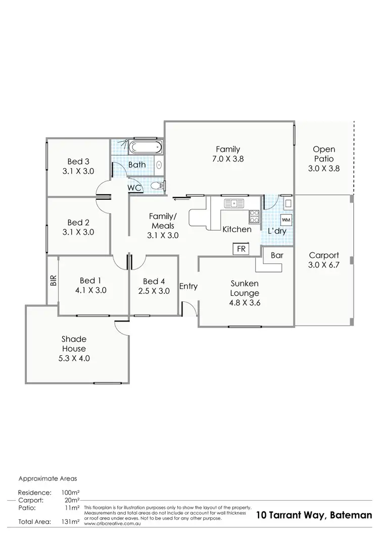 Floorplan of Homely house listing, 10 Tarrant Way, Bateman WA 6150