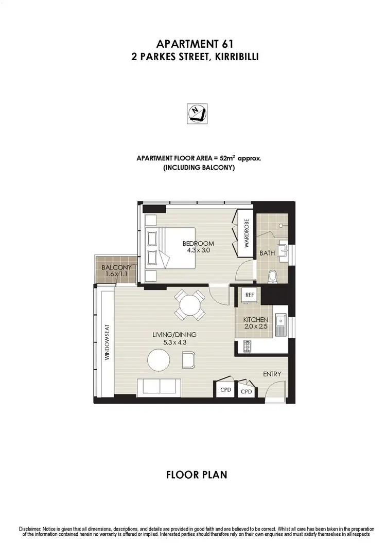 Floorplan of Homely apartment listing, 61/2 Parkes Street, Kirribilli NSW 2061