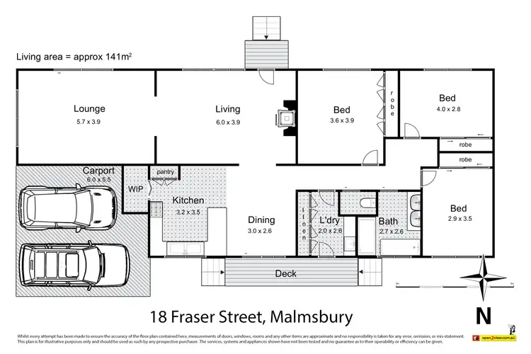 Floorplan of Homely house listing, 18 Fraser Street, Malmsbury VIC 3446