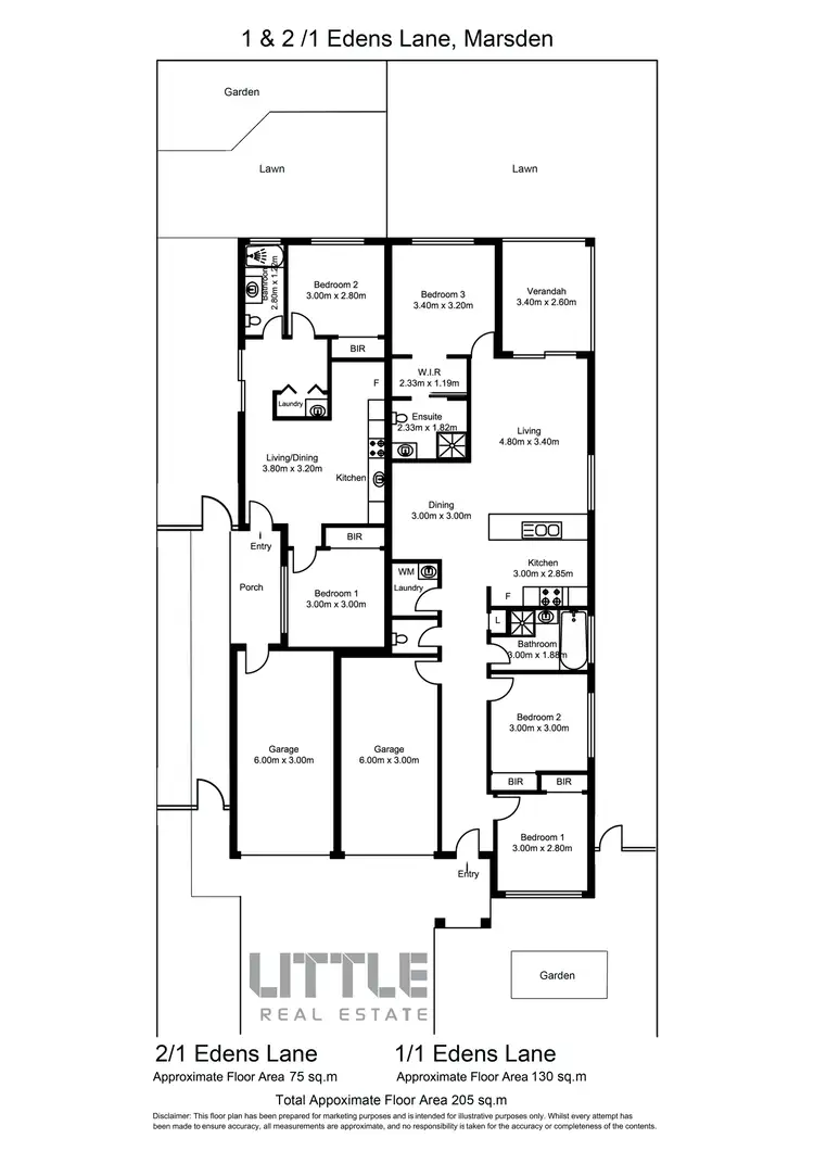 Floorplan of Homely semi-detached listing, 1 Eden Lane, Marsden QLD 4132