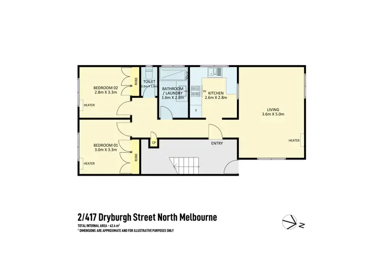 Floorplan of Homely apartment listing, 2/417 Dryburgh Street, North Melbourne VIC 3051
