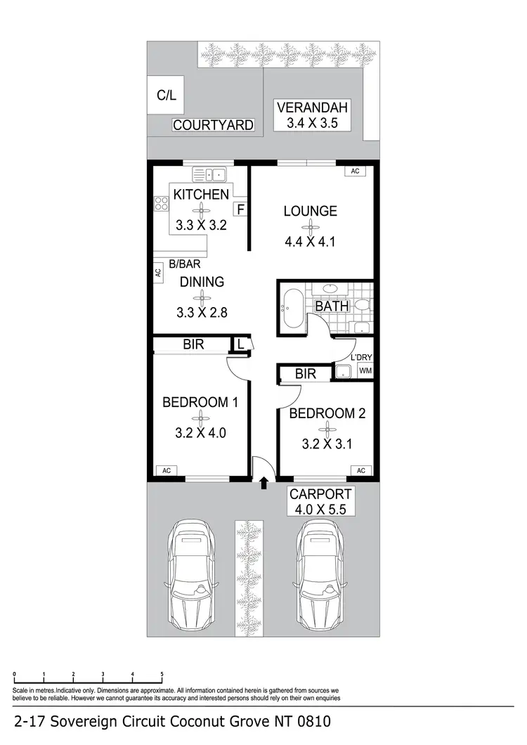 Floorplan of Homely unit listing, 2/17 Sovereign Circuit, Coconut Grove NT 810