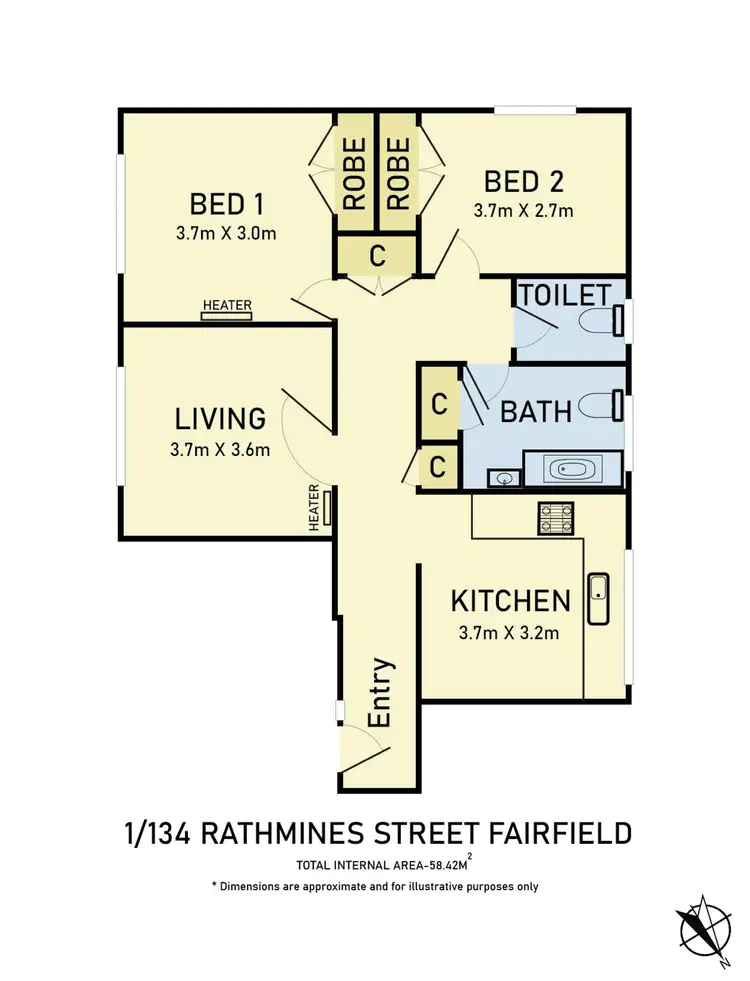 Floorplan of Homely apartment listing, 1/134 Rathmines Street, Fairfield VIC 3078