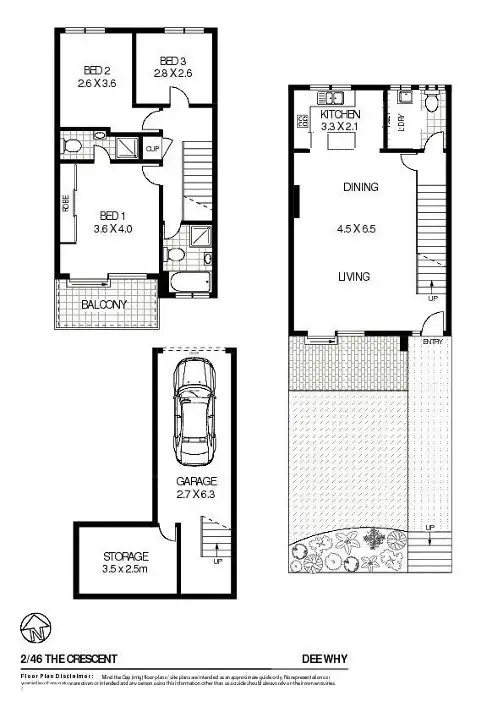 Floorplan of Homely townhouse listing, 2/46 The Crescent, Dee Why NSW 2099