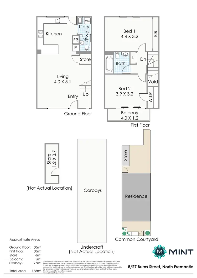 Floorplan of Homely townhouse listing, 8/27 Burns Street, North Fremantle WA 6159