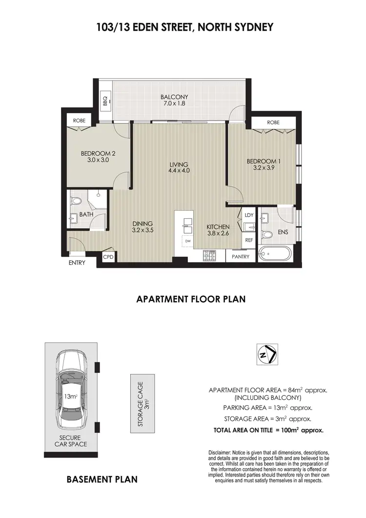 Floorplan of Homely apartment listing, 103/13 Eden Street, North Sydney NSW 2060