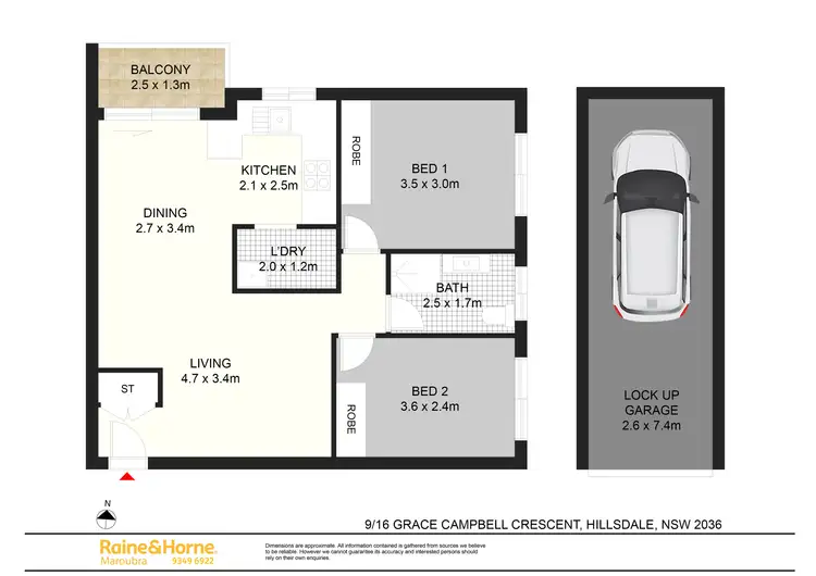 Floorplan of Homely unit listing, 9/16 Grace Campbell Crescent, Hillsdale NSW 2036