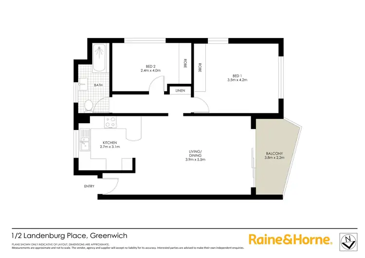 Floorplan of Homely apartment listing, 1/2 Landenburg Place, Greenwich NSW 2065