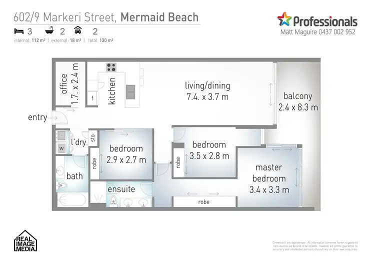 Floorplan of Homely unit listing, 602/9 Markeri Street, Mermaid Beach QLD 4218