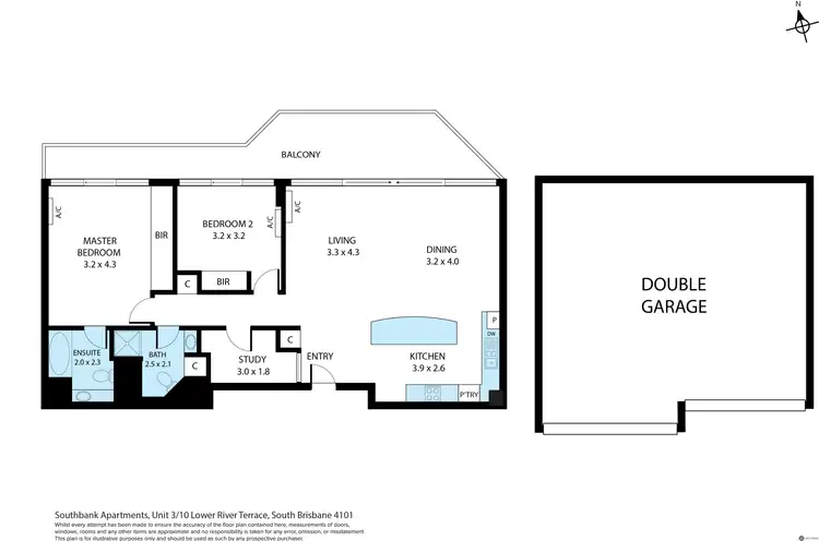 Floorplan of Homely apartment listing, 3/10 Lower River Terrace, South Brisbane QLD 4101