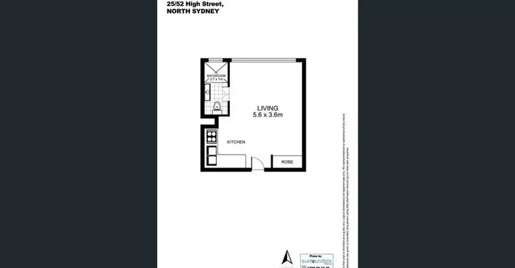 Floorplan of Homely studio listing, 25/52 High street, North Sydney NSW 2060