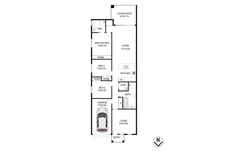 Floorplan of Homely semi-detached listing, 2/3 Alpine Avenue, Cessnock NSW 2325