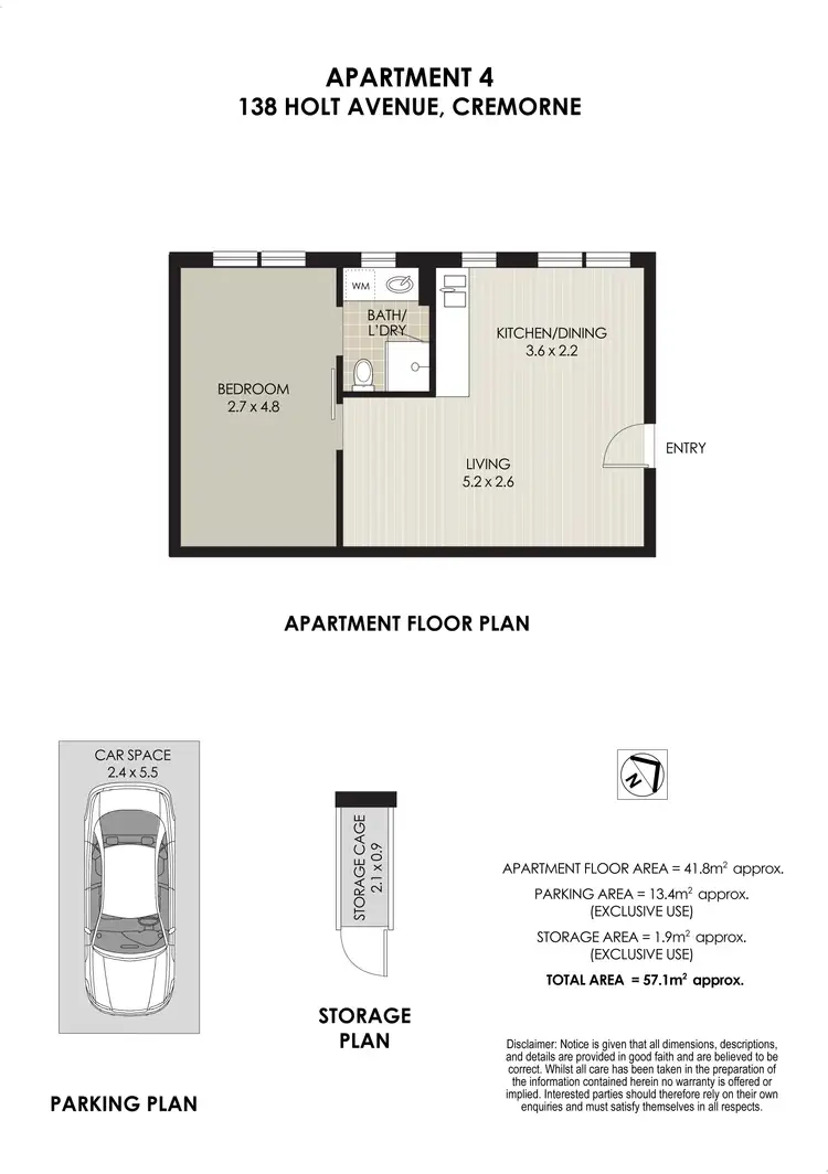 Floorplan of Homely apartment listing, 4/138 Holt Avenue, Cremorne NSW 2090