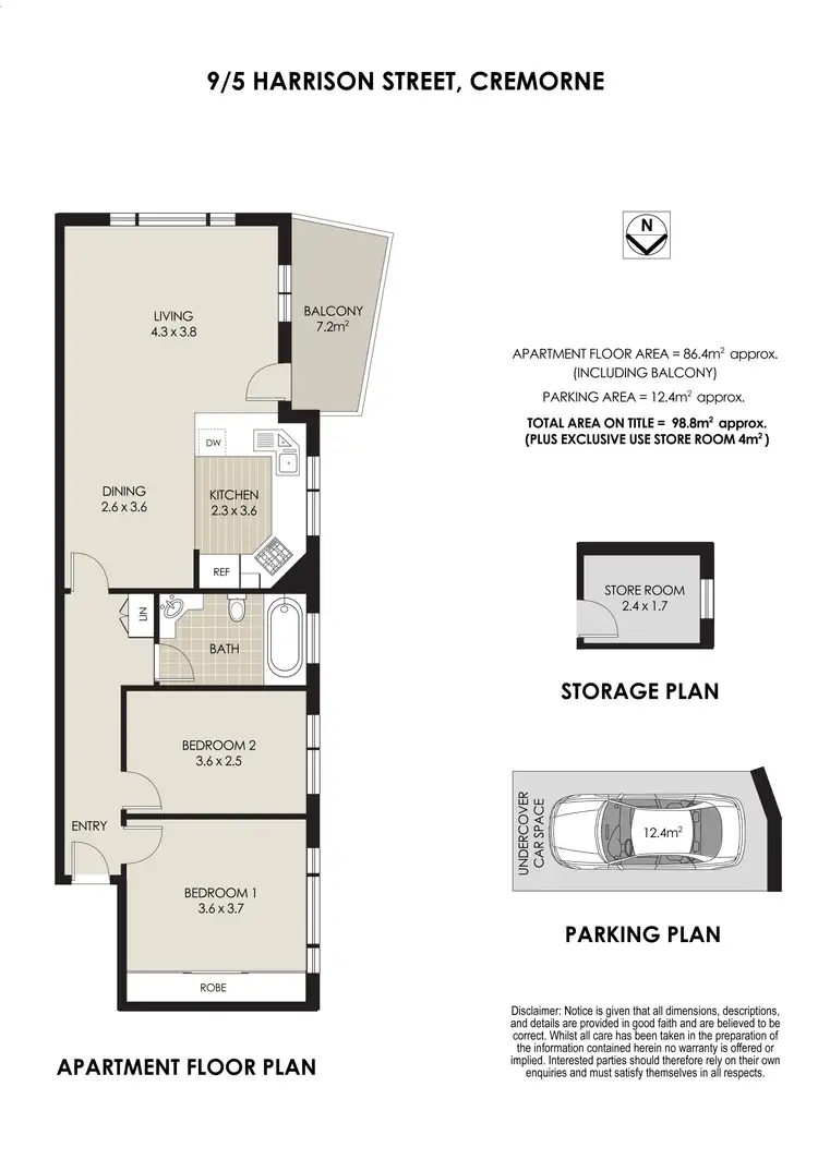 Floorplan of Homely apartment listing, 9/5 Harrison Street, Cremorne NSW 2090