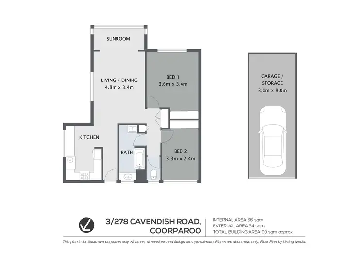 Floorplan of Homely unit listing, 3/278 Cavendish Road, Coorparoo QLD 4151