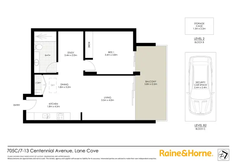 Floorplan of Homely apartment listing, 705C/7-13 Centennial Avenue, Lane Cove NSW 2066