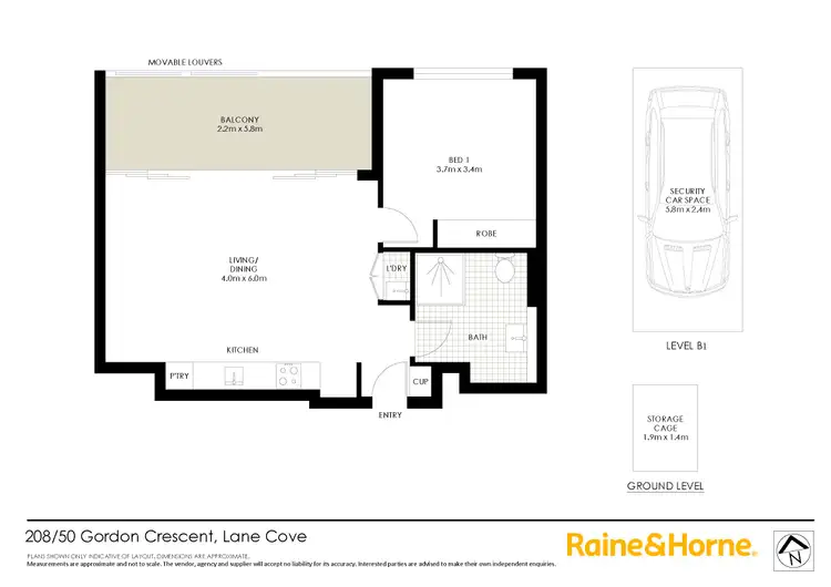 Floorplan of Homely apartment listing, 208/50 Gordon Crescent, Lane Cove NSW 2066