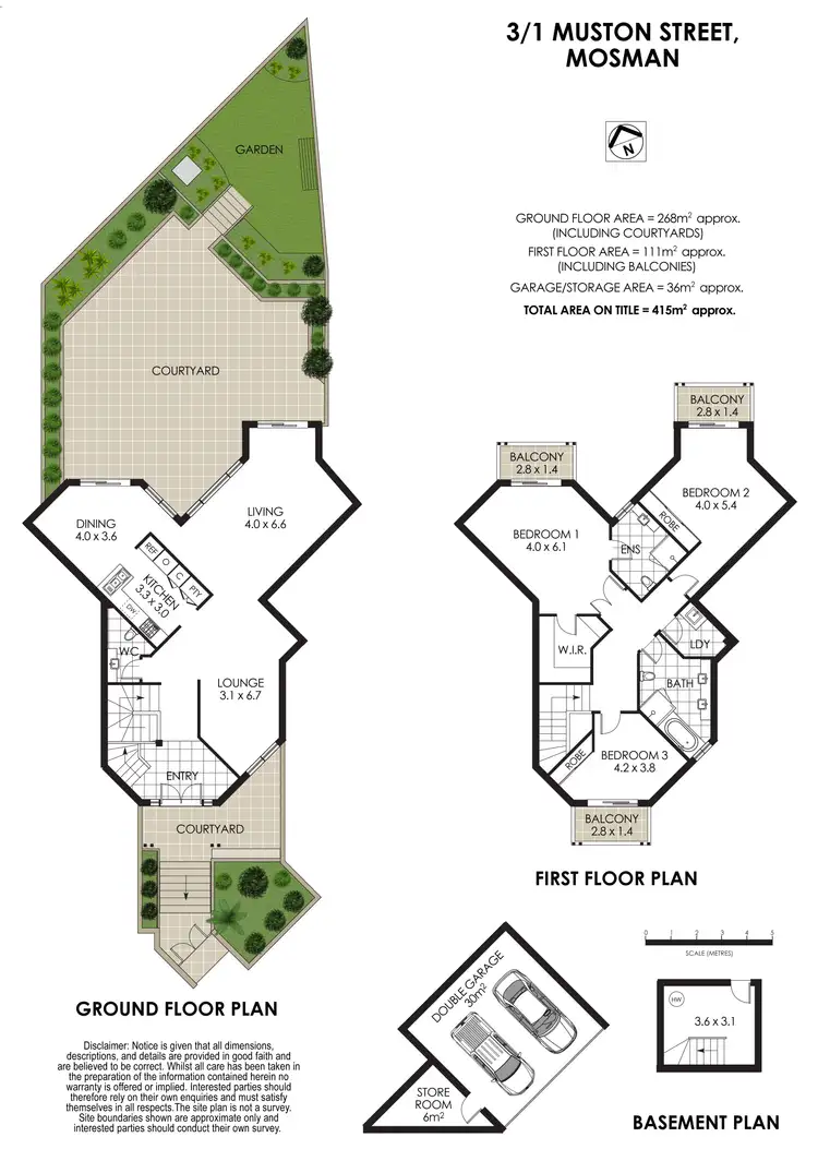 Floorplan of Homely townhouse listing, 3/1 Muston Street, Mosman NSW 2088