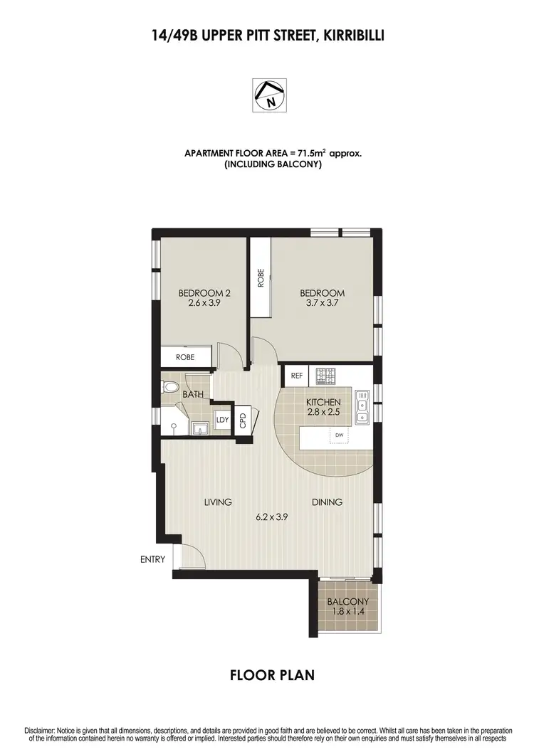 Floorplan of Homely apartment listing, 14/49B Upper Pitt Street, Kirribilli NSW 2061