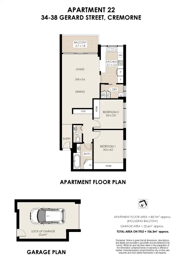Floorplan of Homely apartment listing, 22/34-38 Gerard Street, Cremorne NSW 2090
